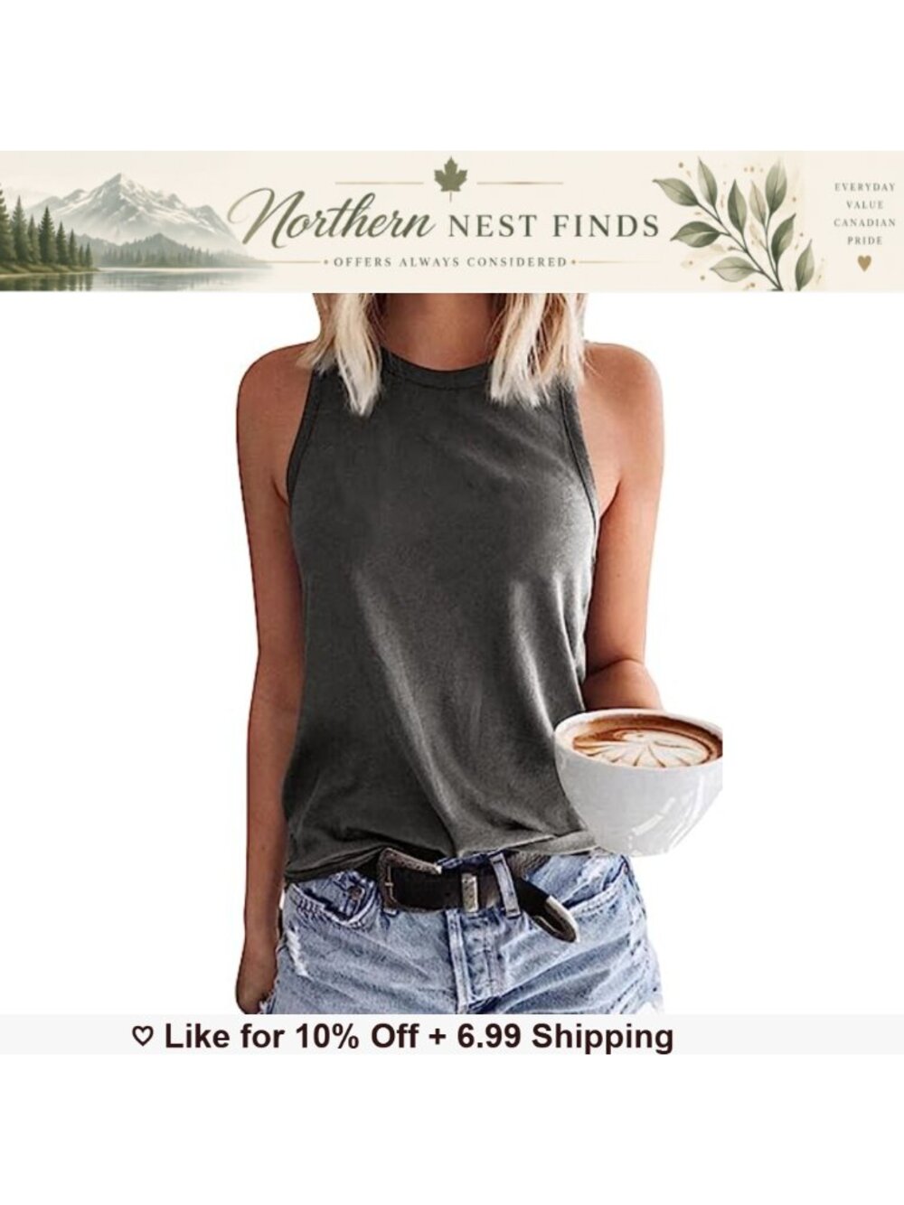 Cotton Polyester Tank Top Sleeveless Crew Neck Loose Fit Casual Summer Basic